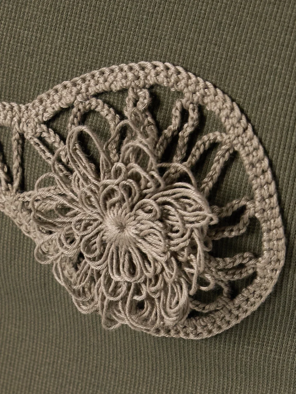 Close-up detail of the Magda Butrym Crochet-trimmed Ribbed Cotton-blend Jersey Midi Dress