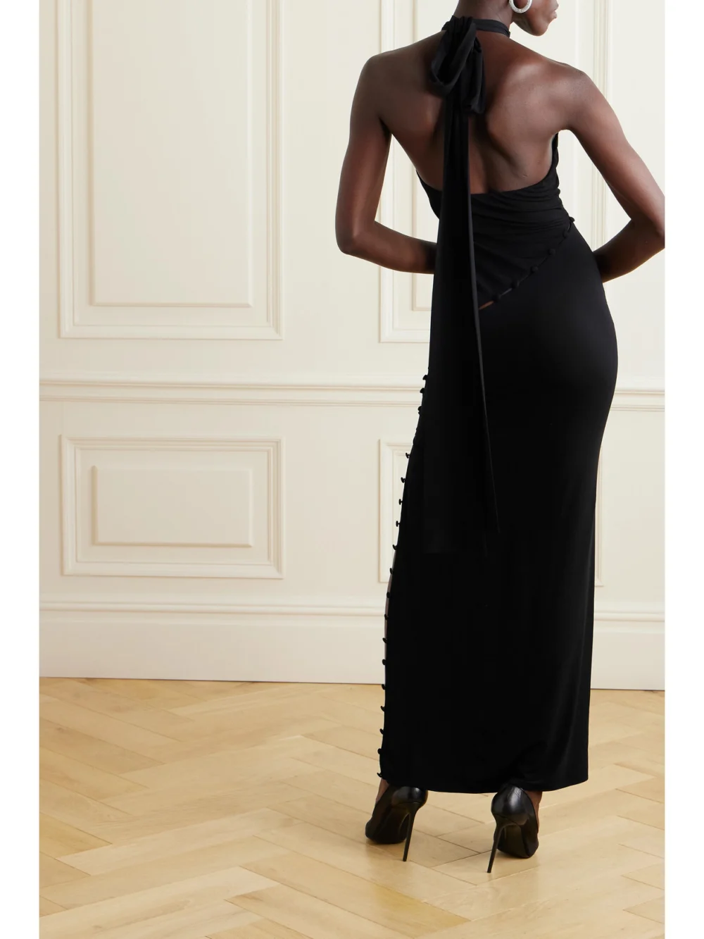 Back view of the Magda Butrym Cutout Stretch-jersey Maxi Dress