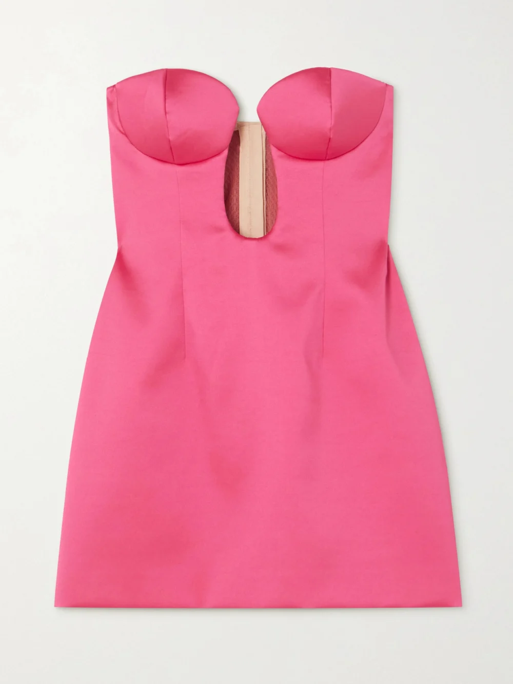 Magda Butrym Embellished Cutout Ruched Floral-print Stretch-jersey Halterneck Mini Dress in pink