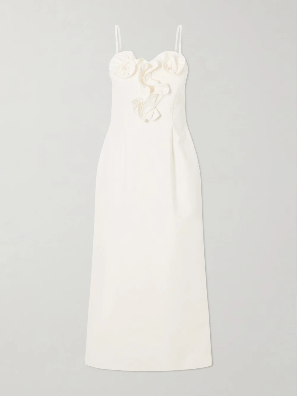 Magda Butrym Embellished Ruffled Cotton Midi Dress in cream