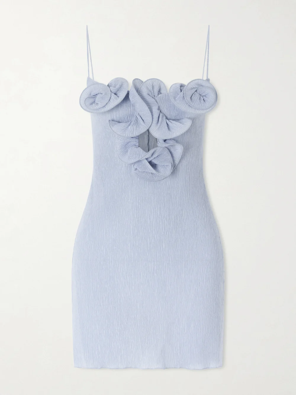 Magda Butrym Embellished Textured Lyocell-blend Mini Dress in light blue