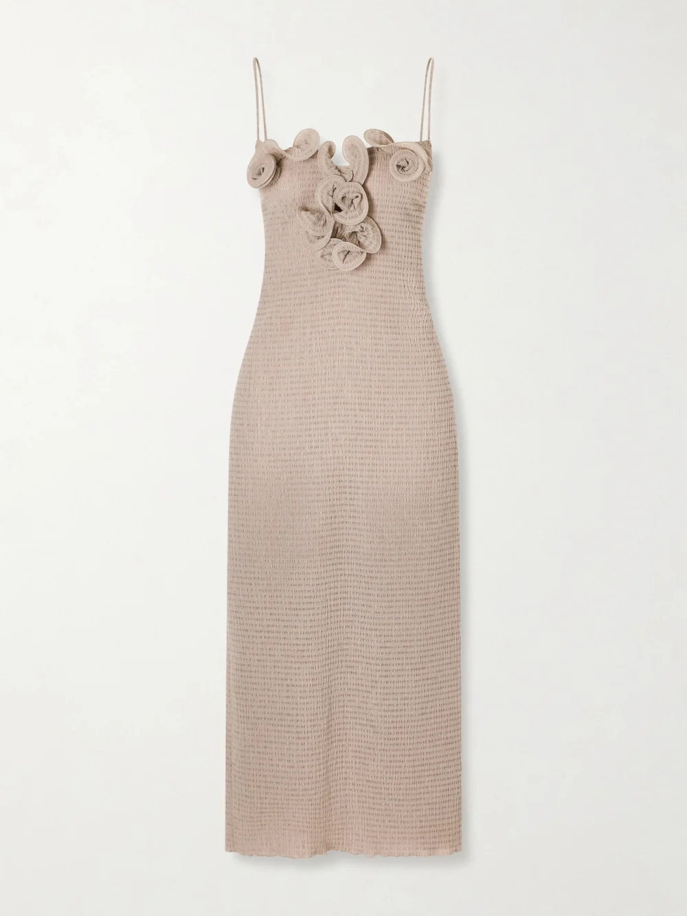 Magda Butrym Embellished Textured Woven Midi Dress in brown
