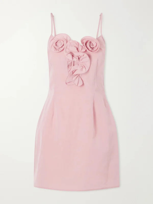 Magda Butrym Floral-appliquéd Cotton and Silk-blend Mini Dress