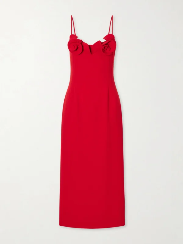 Magda Butrym Floral-appliquéd Wool-blend Crepe Midi Dress