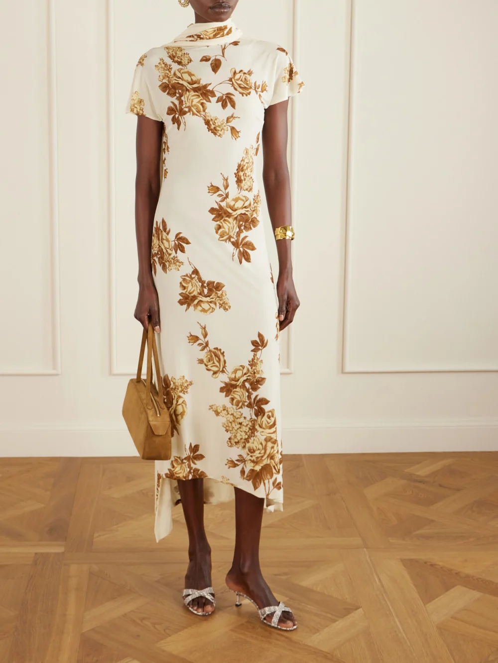 Magda Butrym Floral-print Stretch-jersey Midi Dress, worn by a model