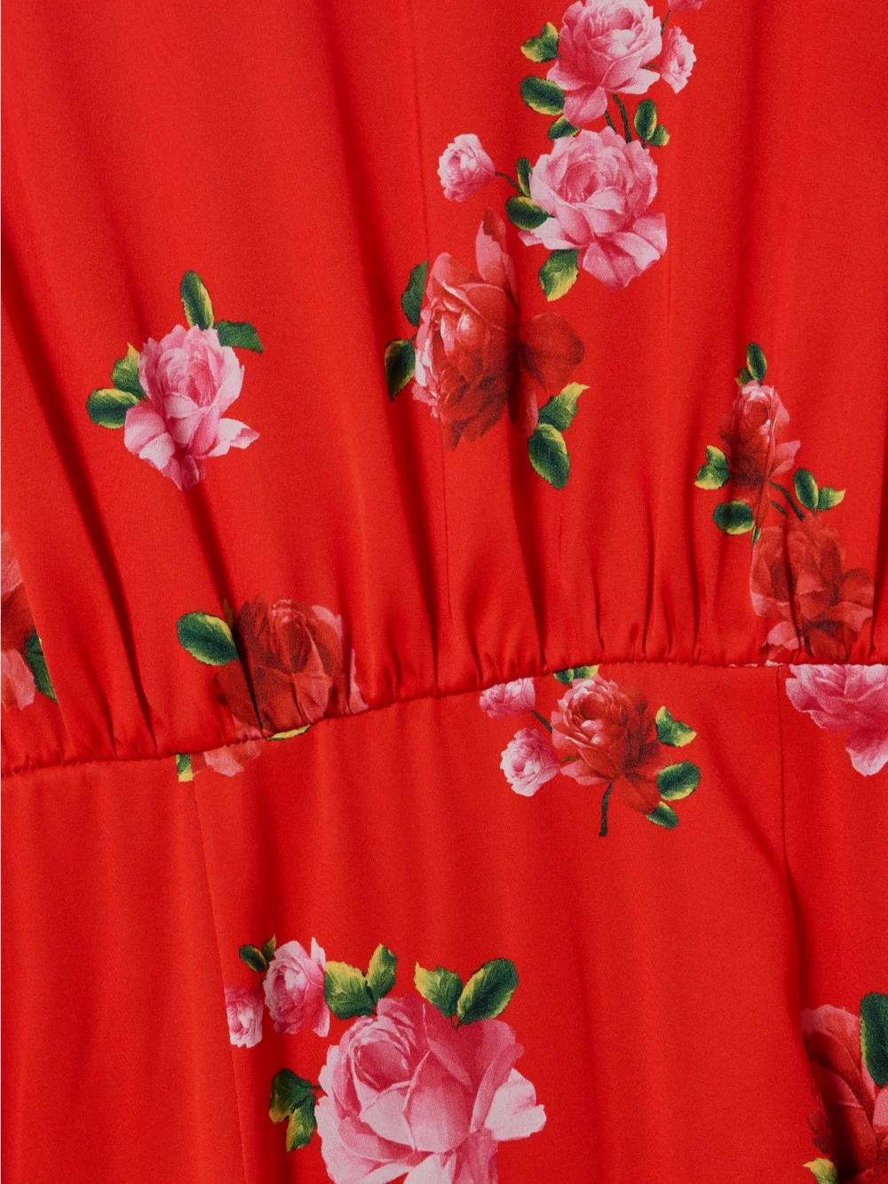 Close-up detail of the Magda Butrym Gathered Floral-print Silk Maxi Dress