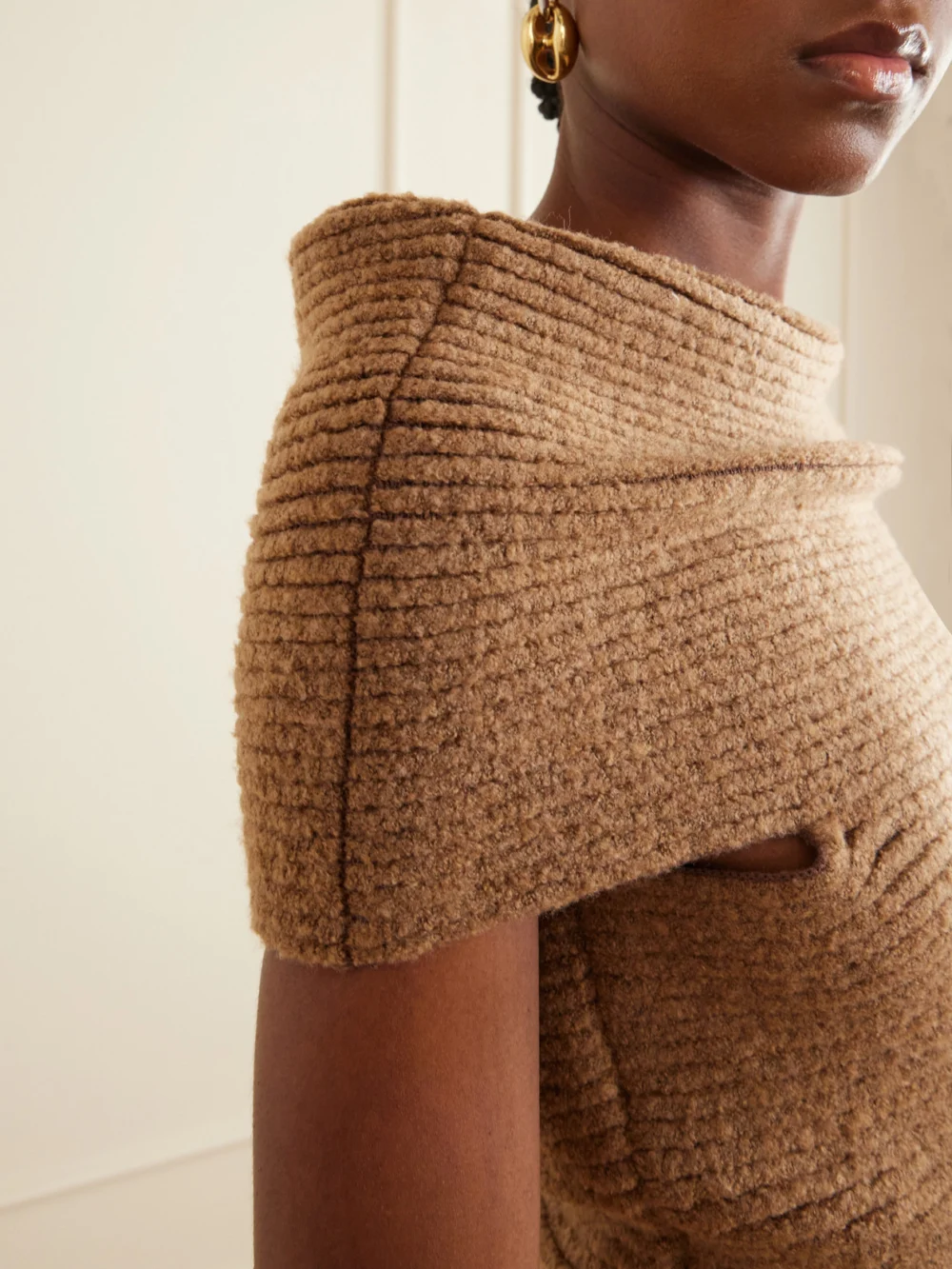 Close-up detail of the Magda Butrym Knitted Jersey Midi Dress