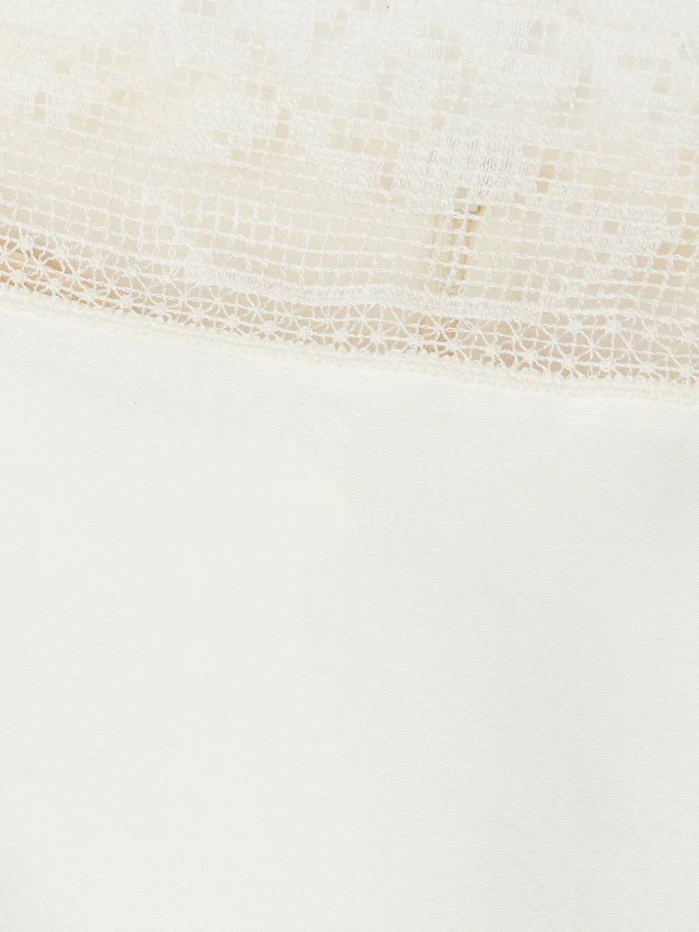 Close-up detail of the Magda Butrym Lace-trimmed Gathered Silk Mini Dress
