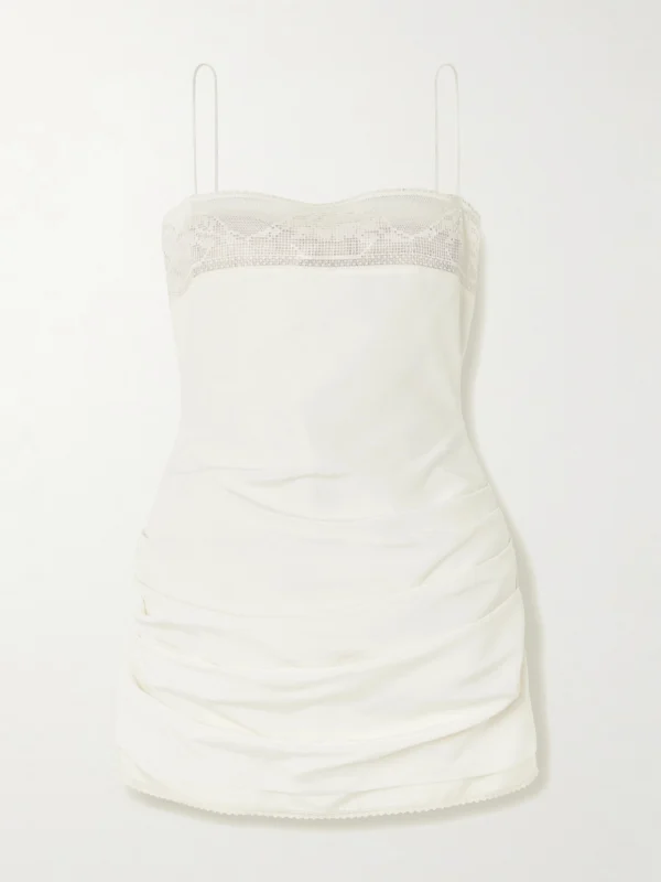 Magda Butrym Lace-trimmed Gathered Silk Mini Dress
