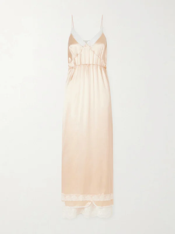 Magda Butrym Lace-trimmed Silk Satin Maxi Dress