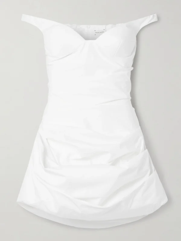Magda Butrym Off-the-shoulder Draped Cotton-poplin Mini Dress