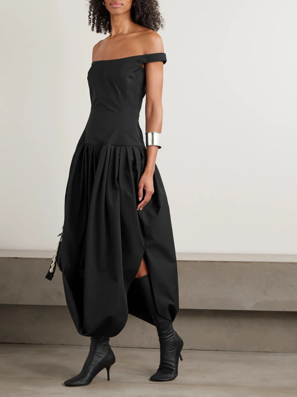 Magda Butrym Off-the-shoulder Silk-poplin Midi Dress, worn by a model