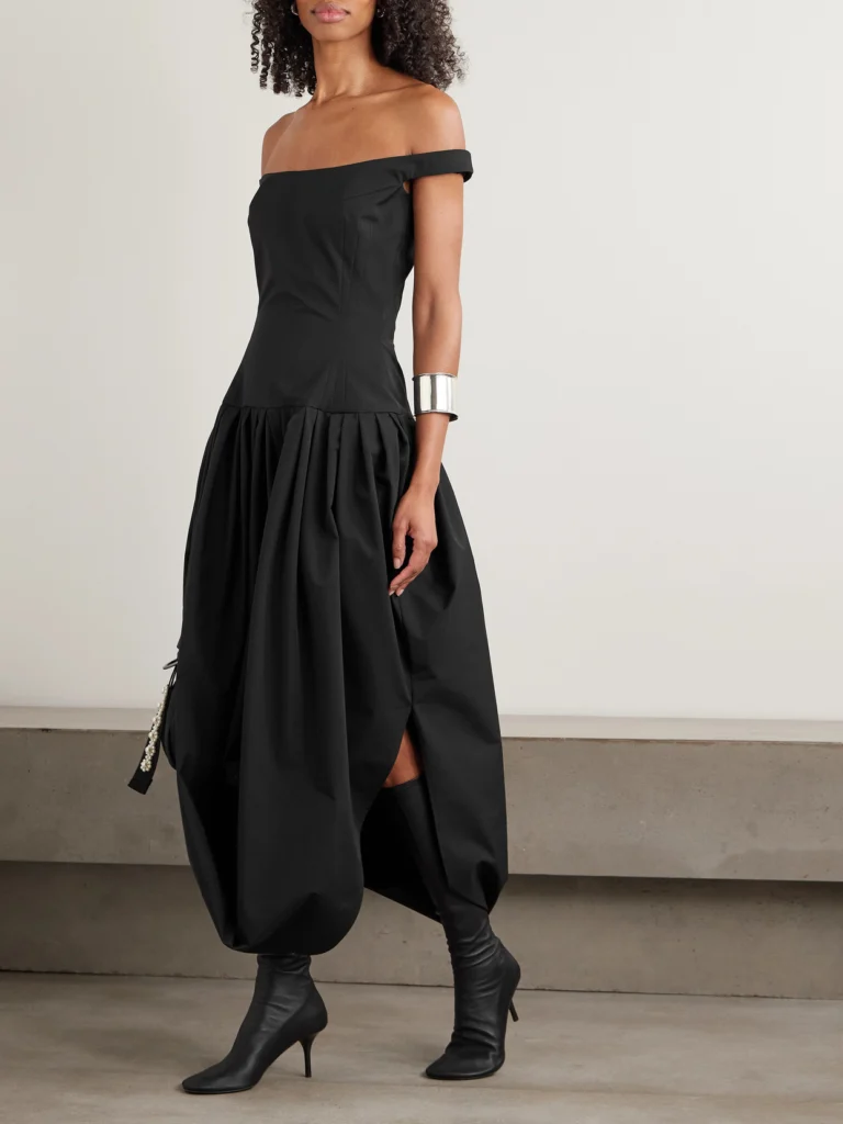 Magda Butrym Off-the-shoulder Silk-poplin Midi Dress