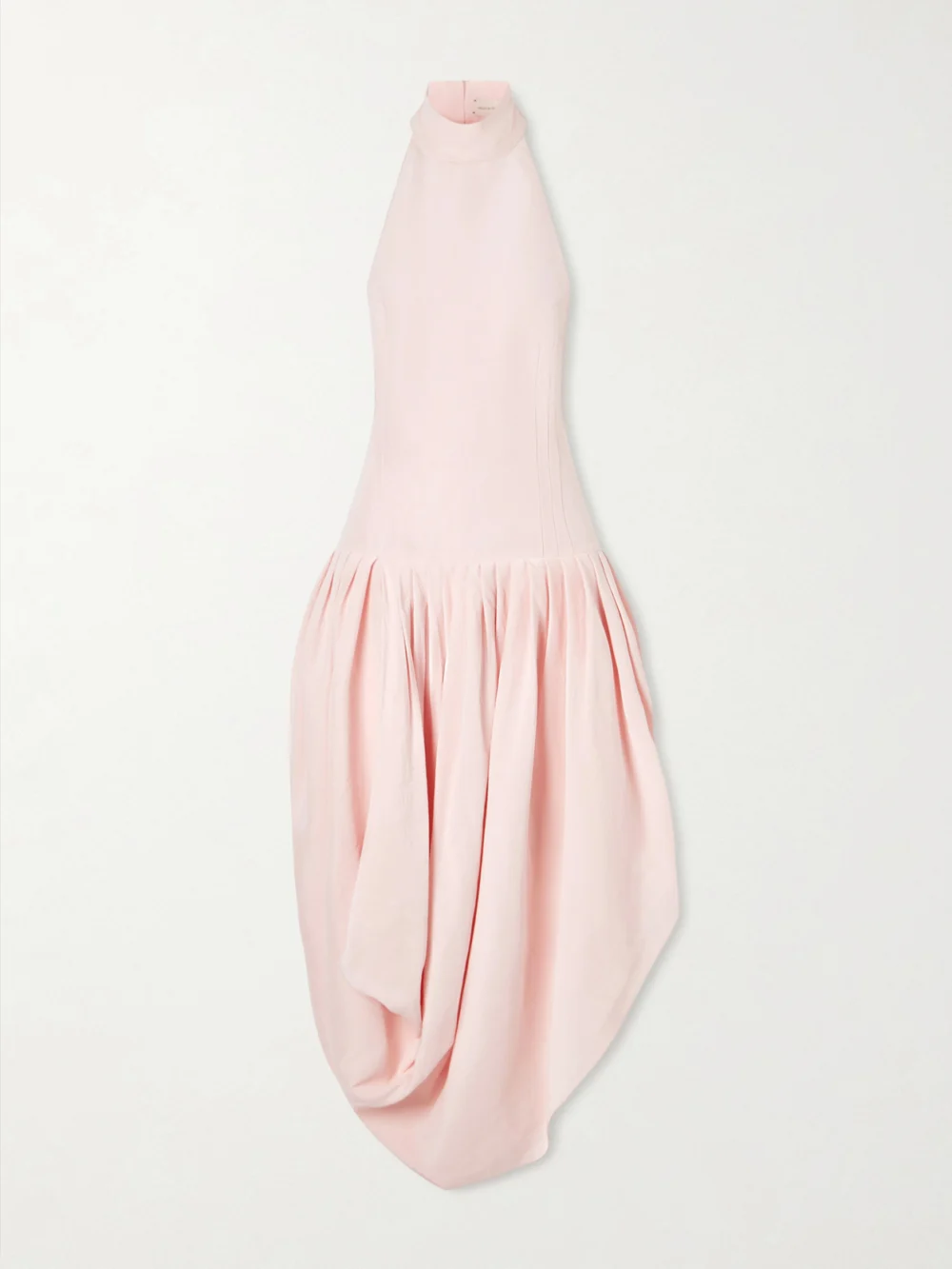 Magda Butrym Pleated Draped Silk Halterneck Midi Dress in pink