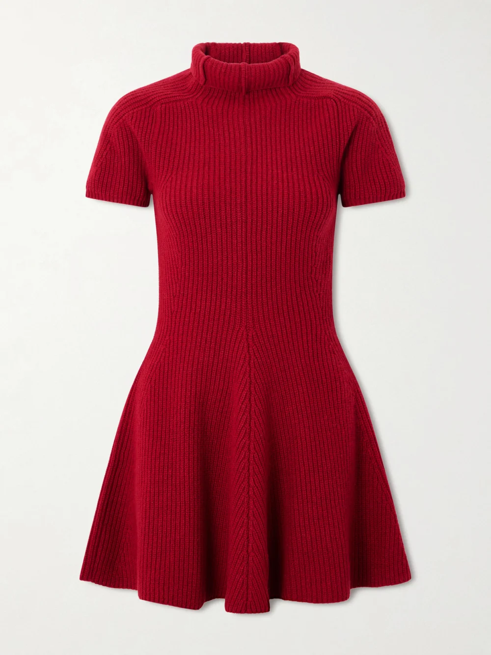 Magda Butrym Ribbed Cashmere Turtleneck Mini Dress in red