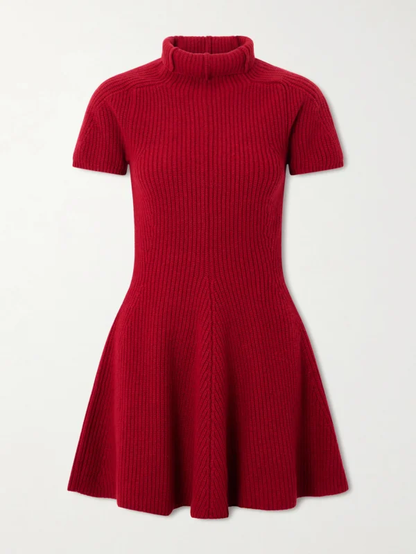Magda Butrym Ribbed Cashmere Turtleneck Mini Dress