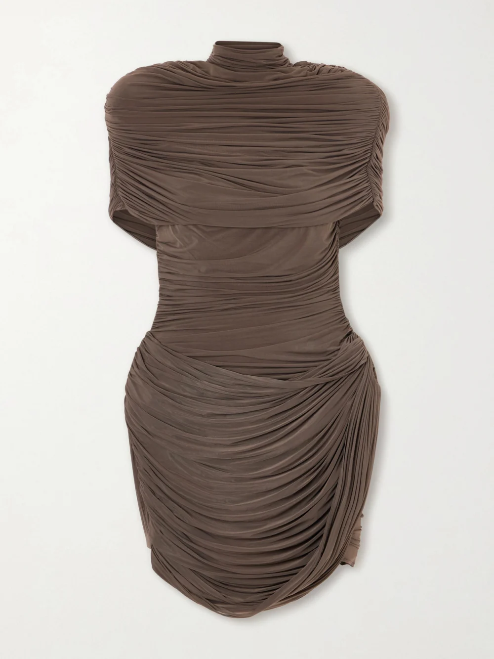 Magda Butrym Ruched Jersey Mini Dress in brown
