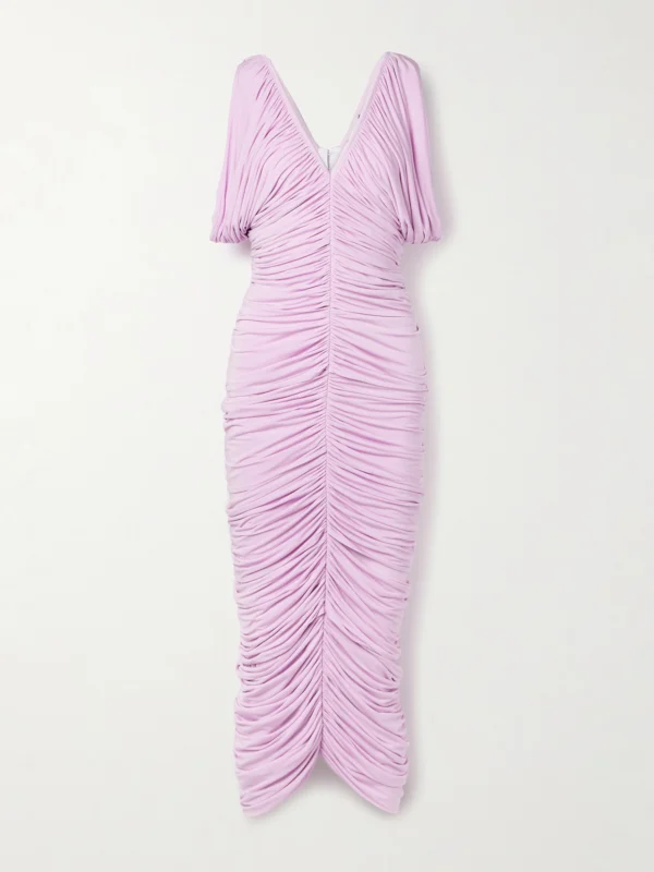 Magda Butrym Ruched Satin-jersey Midi Dress