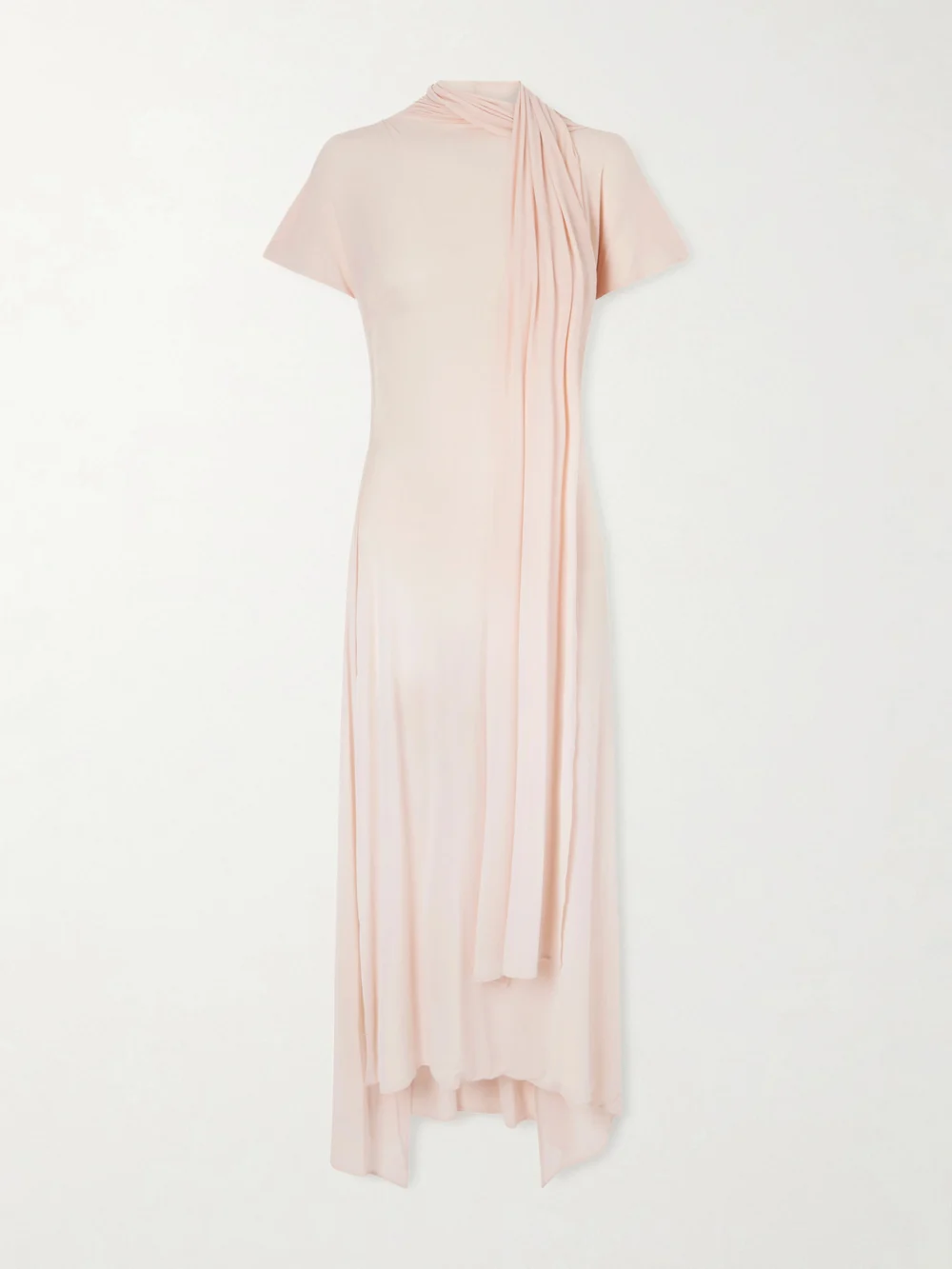 Magda Butrym Scarf-detailed Open-back Asymmetric Jersey Dress in pink