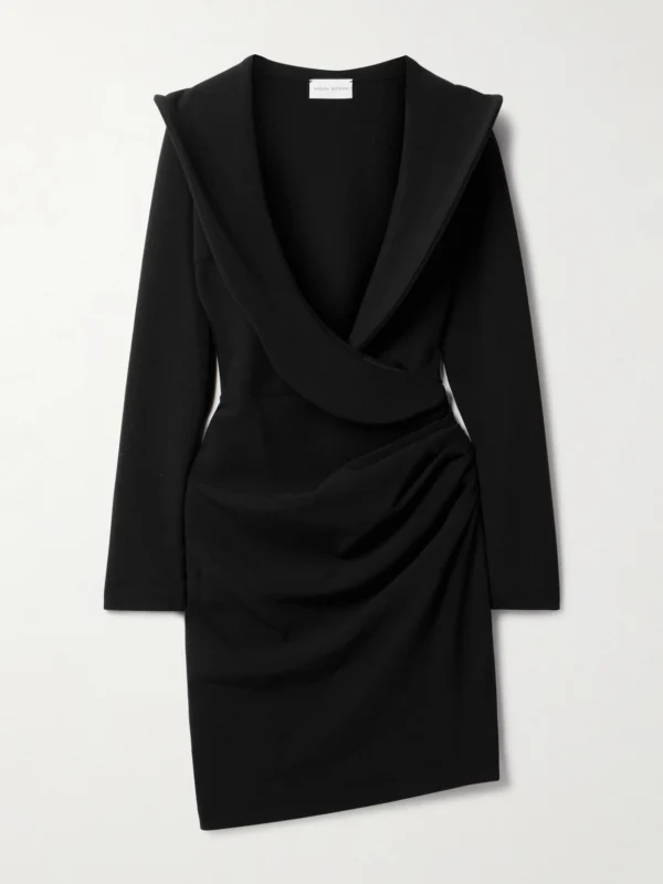 Magda Butrym Wrap-effect Draped Wool-blend Crepe Mini Dress