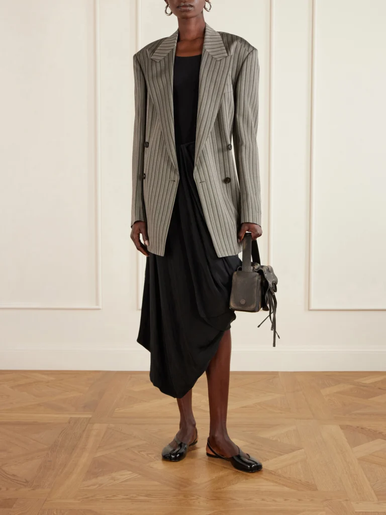Maison Margiela Asymmetric Gathered Satin Midi Skirt