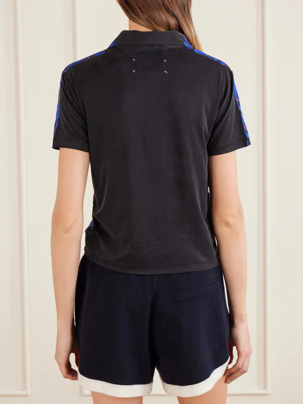 Back view of the Maison Margiela Checked Twill Polo Shirt