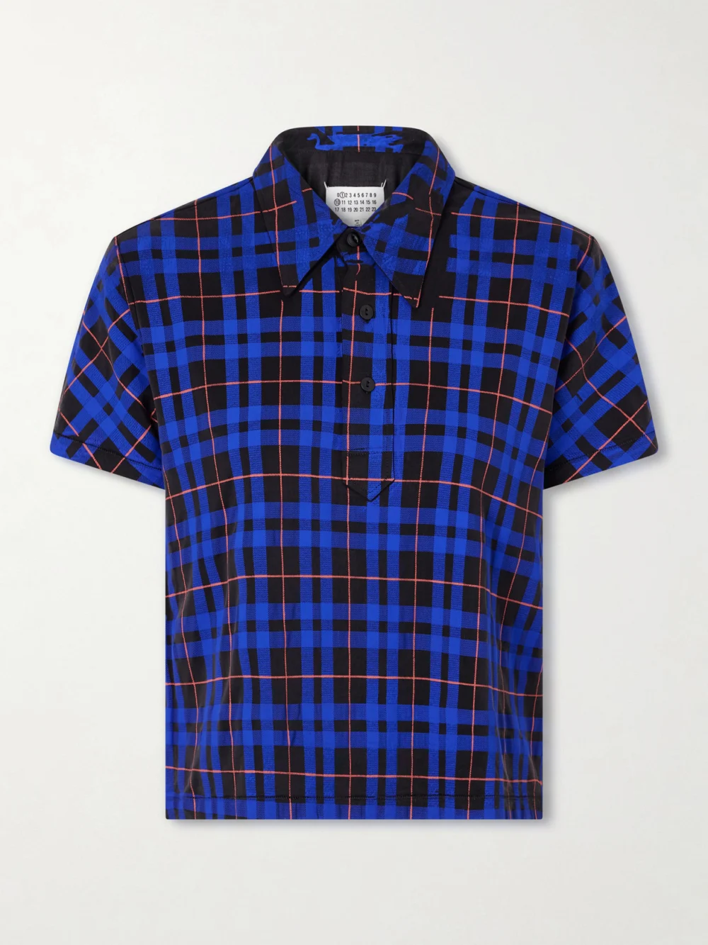Maison Margiela Checked Twill Polo Shirt in blue