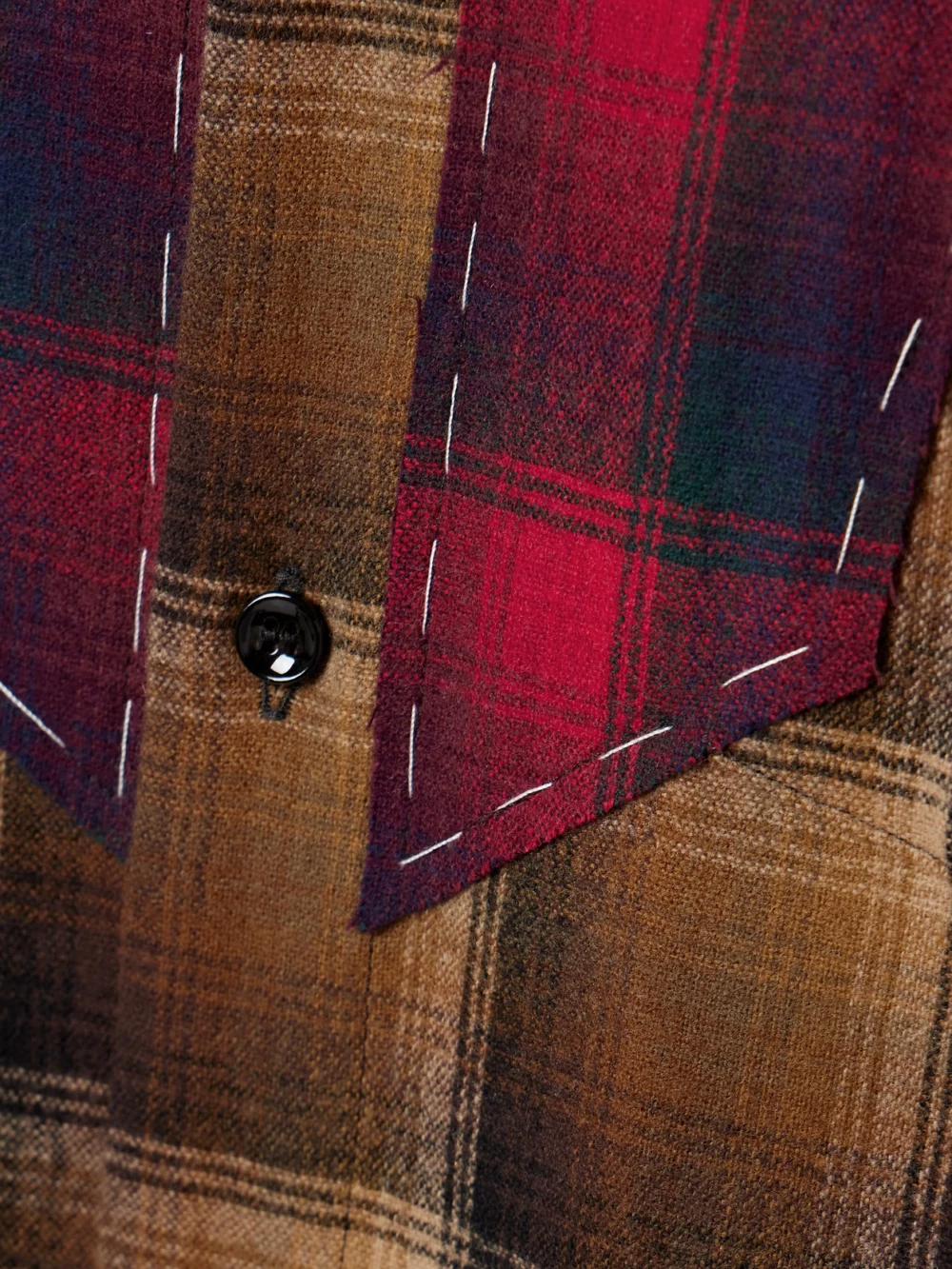 Close-up detail of the Maison Margiela Checked Wool-flannel Mini Shirt Dress