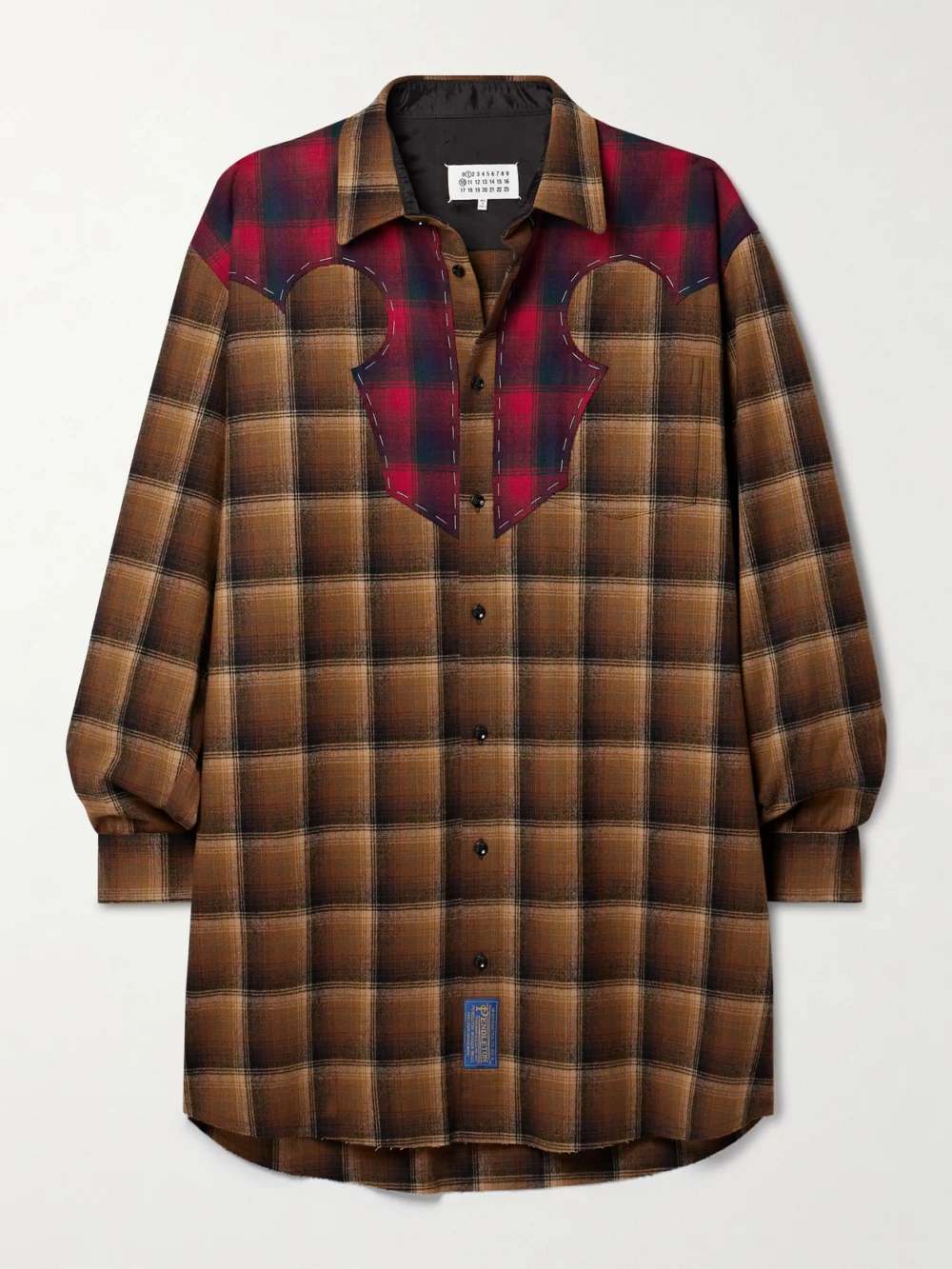 Maison Margiela Checked Wool-flannel Mini Shirt Dress in multi