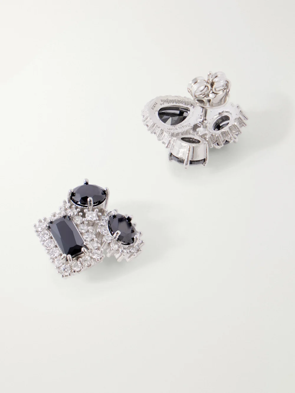 Back view of the Maison Margiela Cluster Embellished Silver-tone Earrings