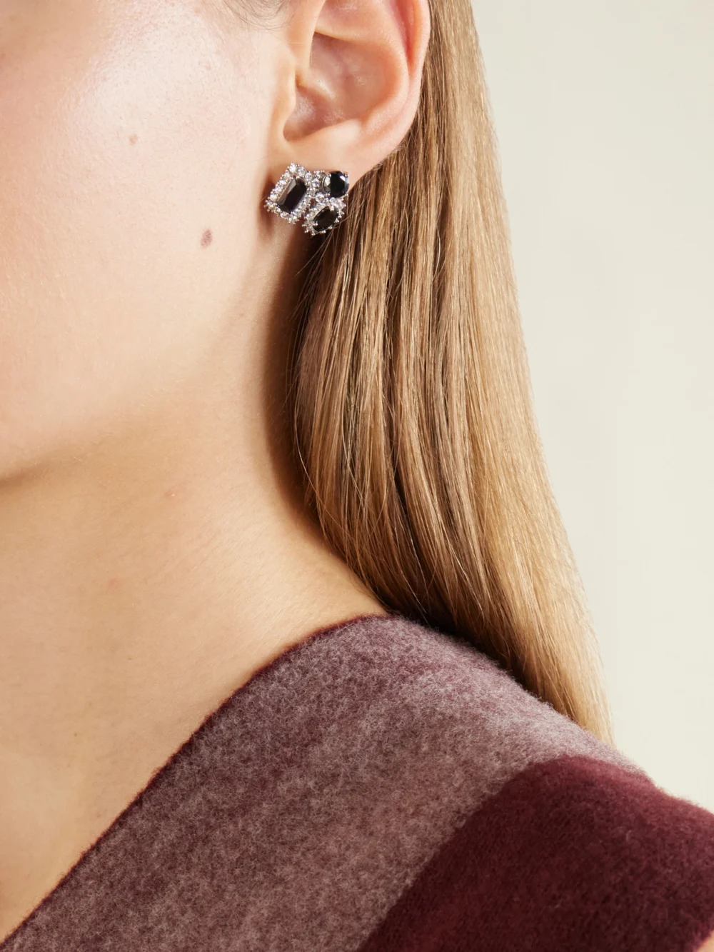 Maison Margiela Cluster Embellished Silver-tone Earrings, styled view
