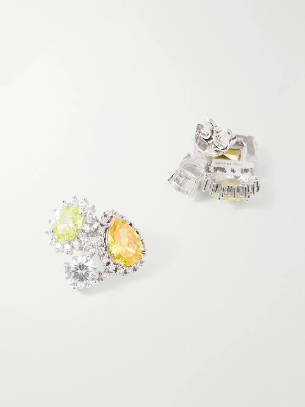 Back view of the Maison Margiela Cluster Embellished Silver-tone Earrings