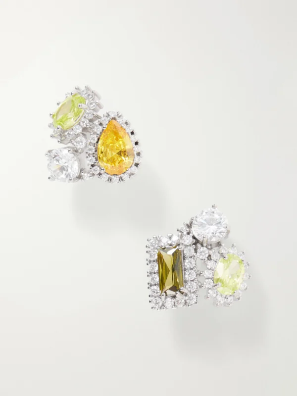 Maison Margiela Cluster Embellished Silver-tone Earrings