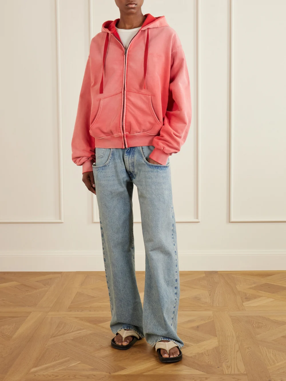 Maison Margiela Cotton-jersey Zip-up Hoodie, worn by a model