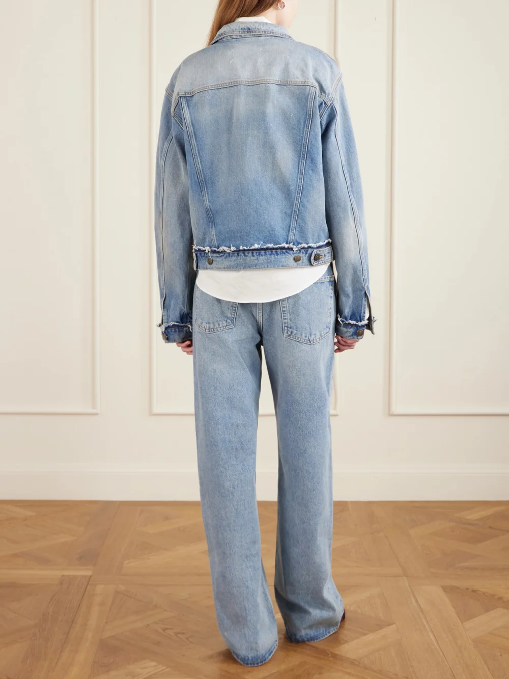 Back view of the Maison Margiela Distressed Denim Jacket