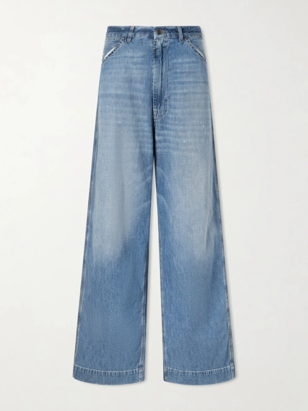 Maison Margiela Distressed Mid-rise Wide-leg Jeans in light blue