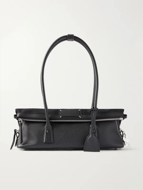 Maison Margiela East West Canvas-trimmed Leather Shoulder Bag