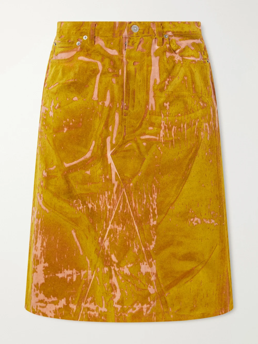 Maison Margiela Flocked Denim Midi Skirt in orange