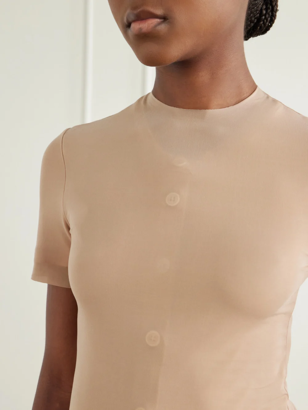Close-up detail of the Maison Margiela Fusion Jersey T-shirt