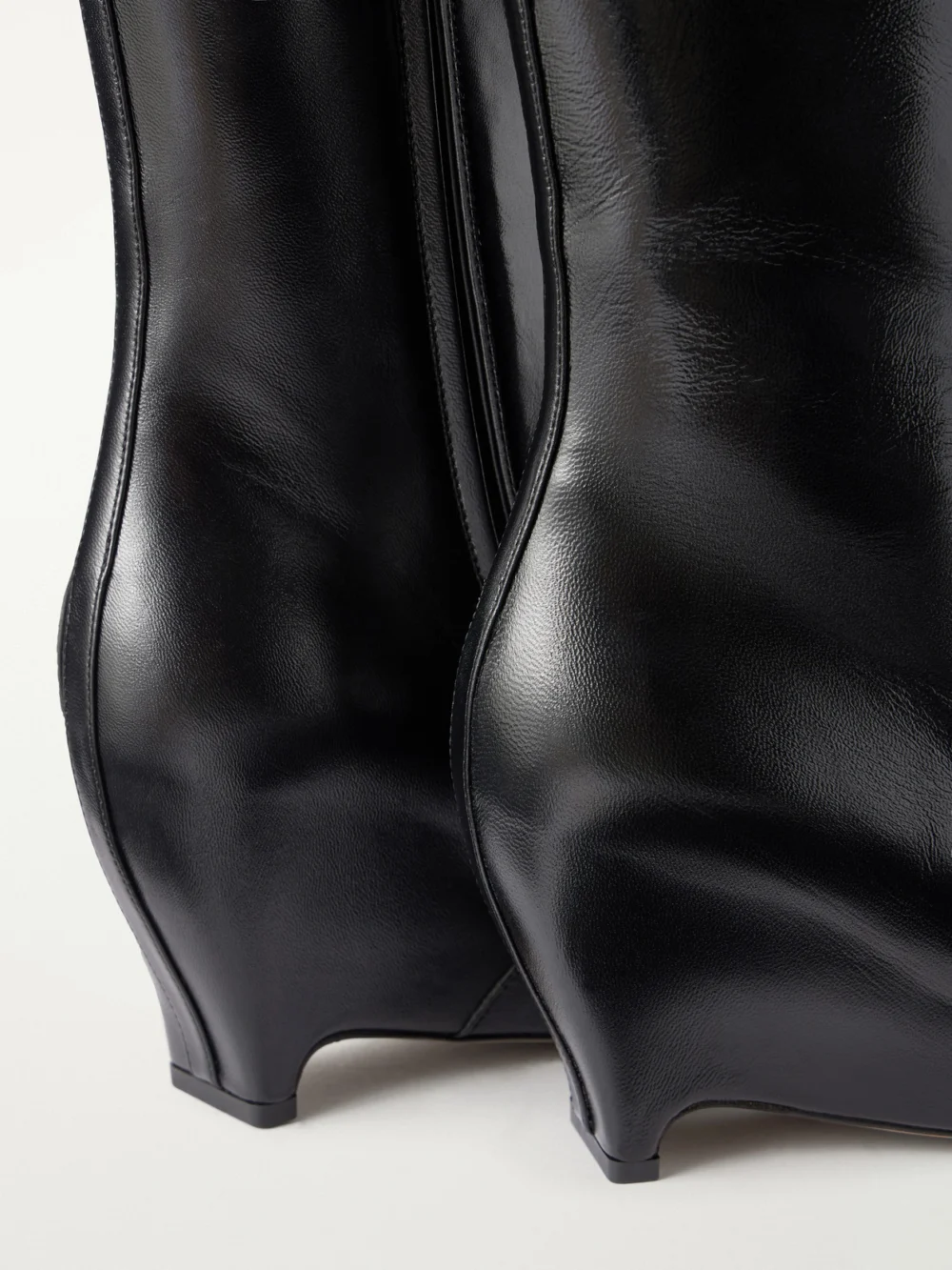 Close-up detail of the Maison Margiela Heel-less Leather Ankle Boots