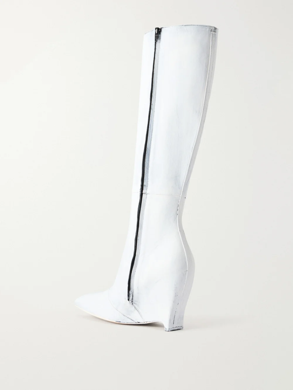 Back view of the Maison Margiela Heel-less Painted Leather Knee-high Boots