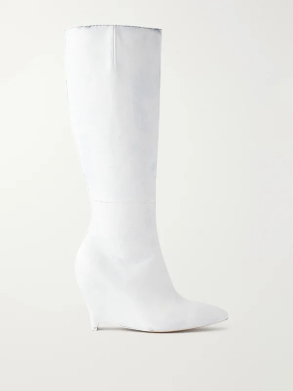 Maison Margiela Heel-less Painted Leather Knee-high Boots