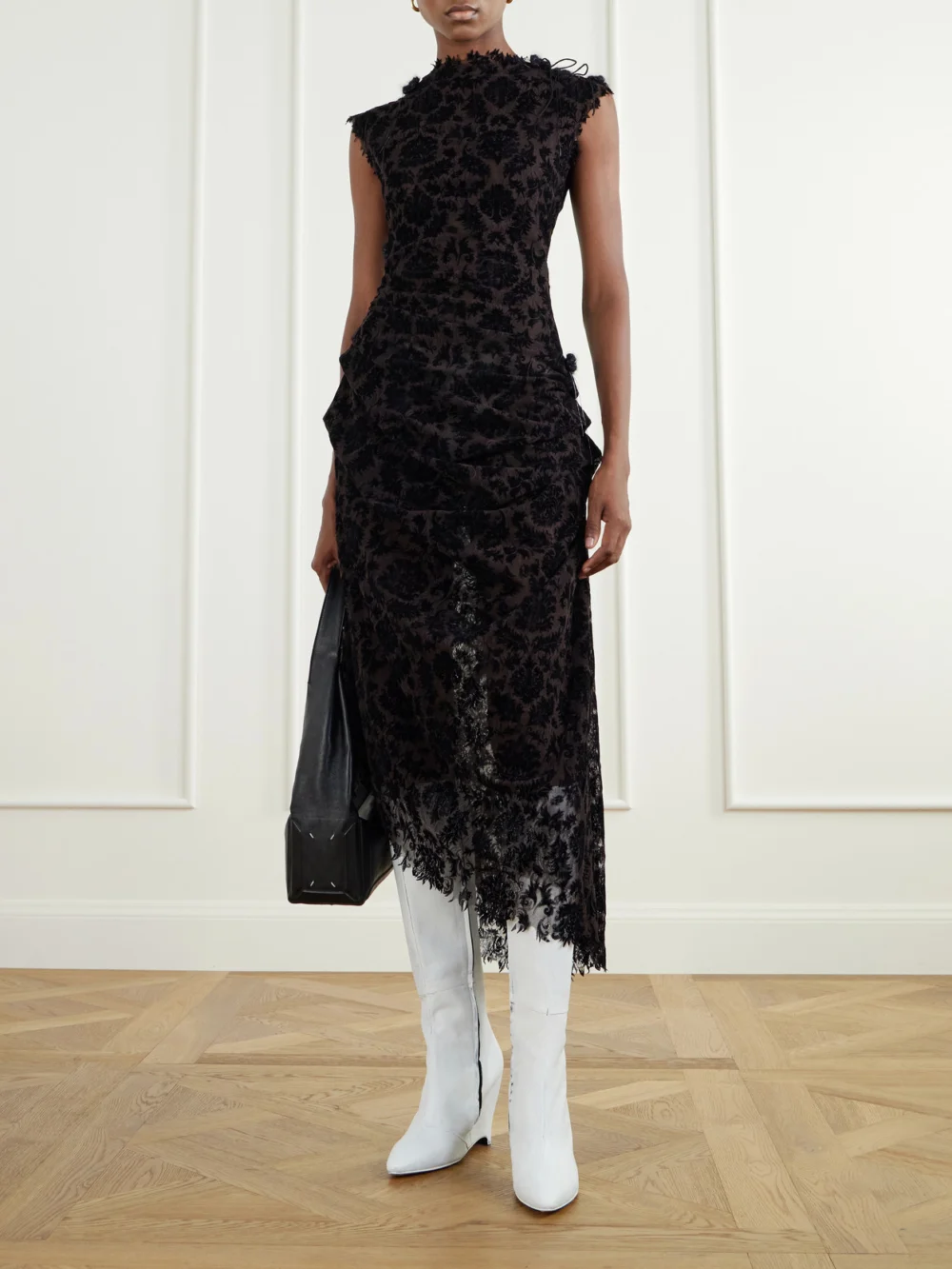 Maison Margiela Heel-less Painted Leather Knee-high Boots, styled view