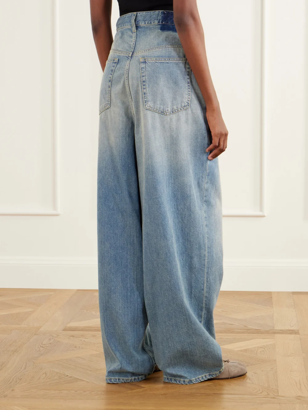 Back view of the Maison Margiela High-rise Wide-leg Jeans