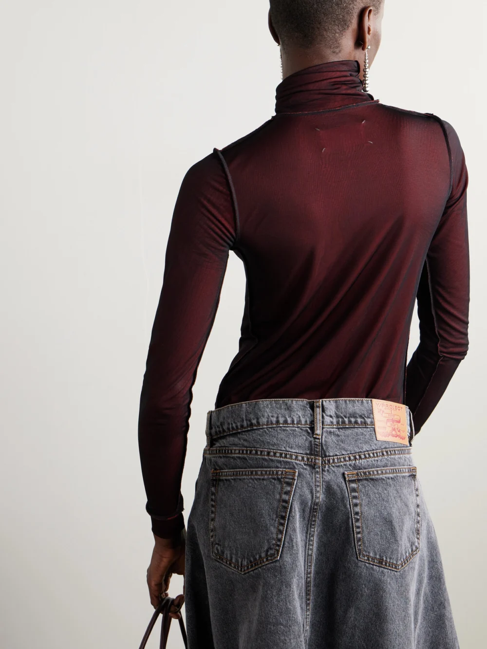 Back view of the Maison Margiela Layered Jersey Turtleneck Bodysuit