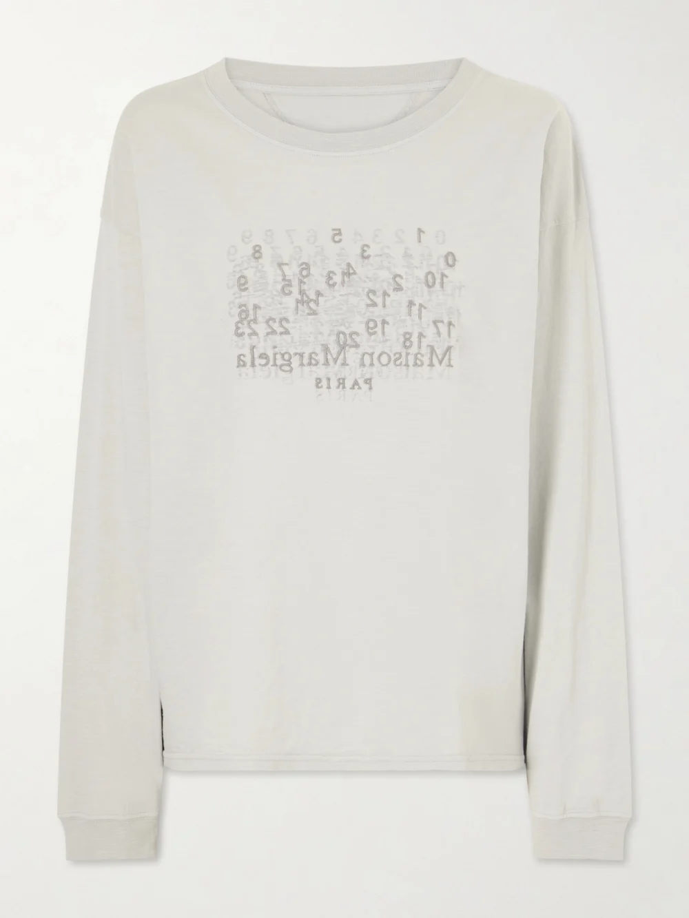 Maison Margiela Logo-embroidered Cotton T-shirt in light gray