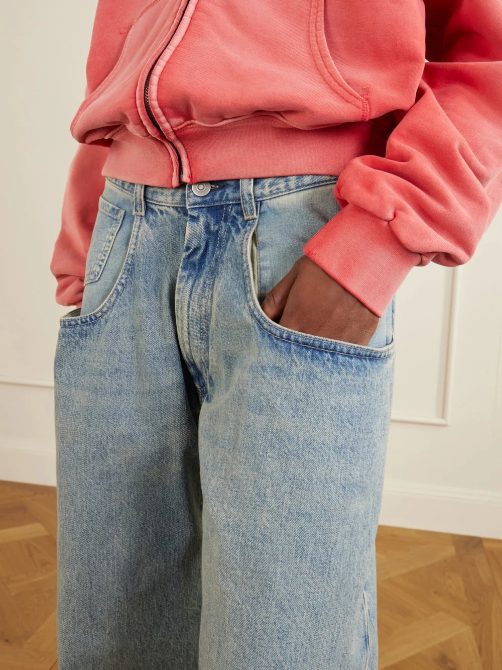 Close-up detail of the Maison Margiela Low-rise Straight-leg Jeans