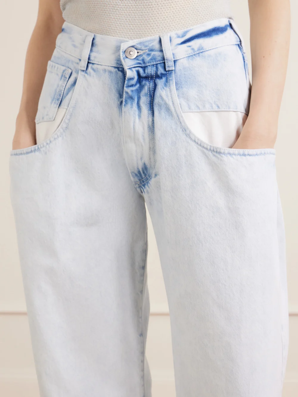 Close-up detail of the Maison Margiela Mid-rise Boyfriend Jeans