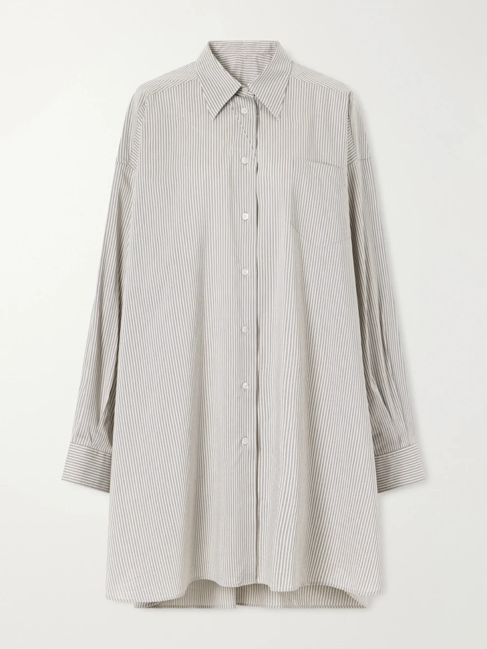 Maison Margiela Oversized Striped Cotton and Silk-blend Shirt in light gray