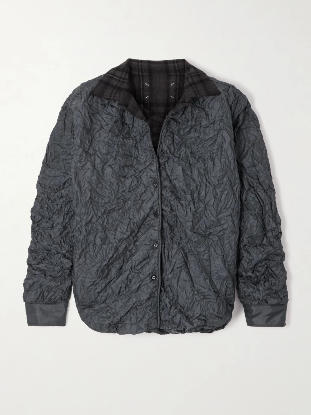 Maison Margiela Padded Wool-trimmed Quilted Crinkled Shell Jacket in dark brown